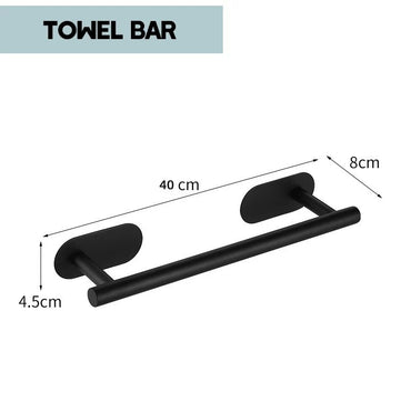 Towel Bar for Bathroom No Drilling Stainless Steel Black Bathroom Accessories Sets Toilet Tissue Roll Paper Holder Towel Rack
