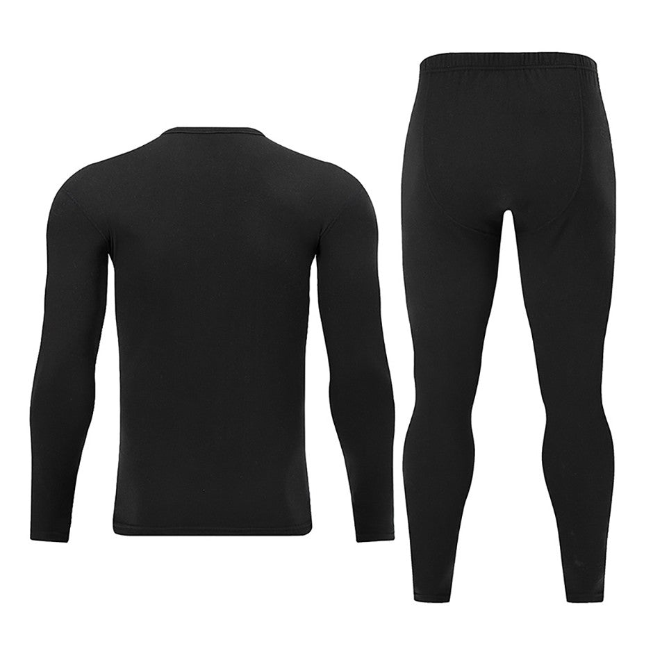 2-piece Autumn And Winter Men's Fashion Lucky Deer Pattern Solid Color Basic Warm Underwear Set Comfortable Long Sleeve Pants