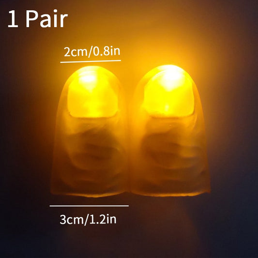 2pcs Thumb Finger Light Luminous Finger Light Magic Trick Props Halloween 2025 Decoration Glowing Fingers Glow in The Dark