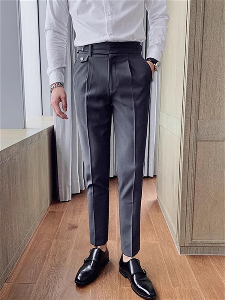New Men's Suit Pants England Style Smart Casual Solid Slim Fit Straight Dress Pants For Men Formal Trousers Mens Clothing 2024