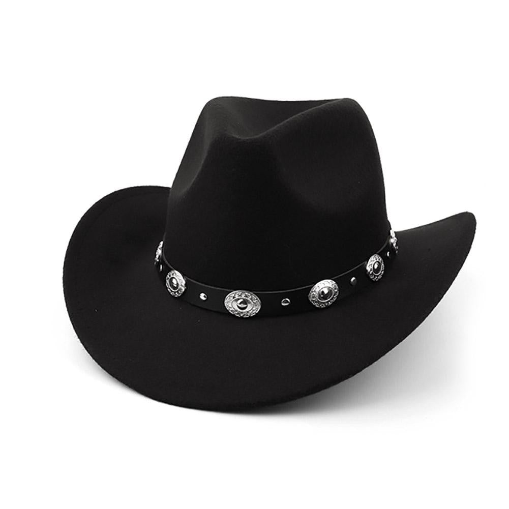 Vintage Western Cowboy Hat Comfortable Roll Up Brim Belt Buckle Cowgirl Fedora Cowgirl Church Sombrero Hombre Caps