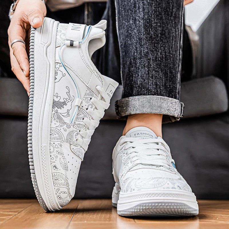 Mens Board Shoes Daily Street Trendy Comfortable Flat Tennis Shoes Lightweight Thick Soled Casual Sneakers for Men