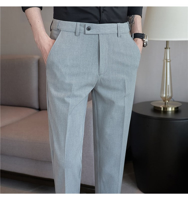 Men Suit Pant Autumn Elastic Waist Solid Slim Fit Dress Pants Business Casual Office Social Trouser Plus Size 40 38 Men Clothing