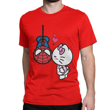 Men Women's Hello Kitty Love Spiderman Cartoon T Shirts Pure Cotton Clothes Vintage Short Sleeve Tees 4XL 5XL 6XL T-Shirts
