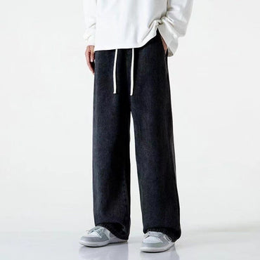Autumn New Wide Leg Washing Jean Pants Men Trousers Neutral Solid Color Loose Casual Straight Outdoor Fashion Pants
