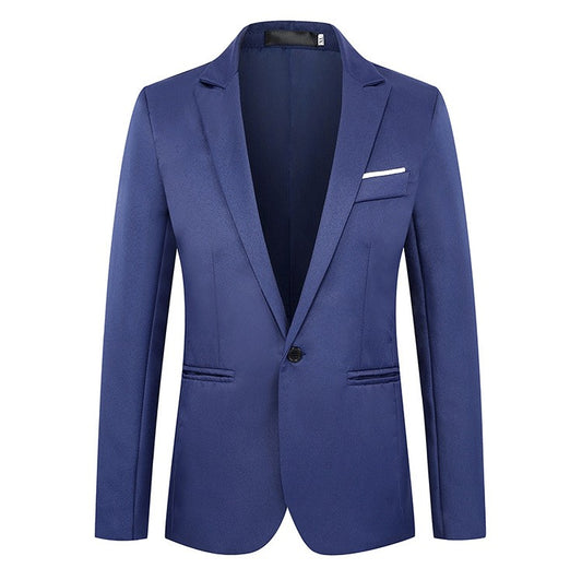American European New Fashion Men’s Casual Business Trendy Solid Color Single-button Long Sleeve Suit Blazers Male Clothes Coats