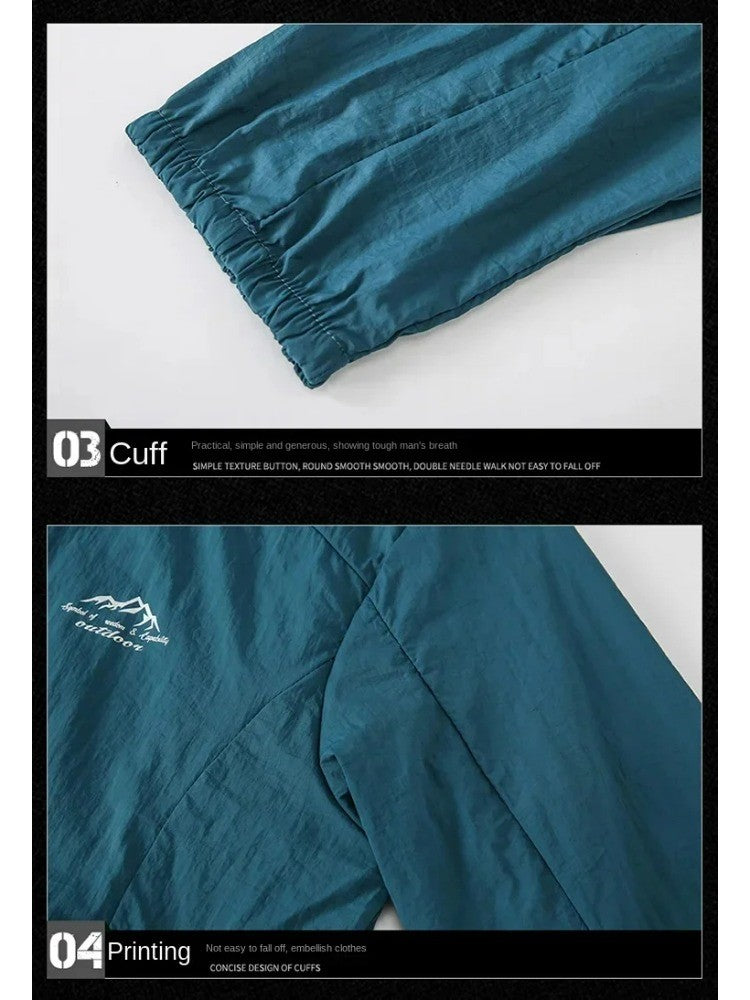 Men Summer Windbreaker Zip Pockets UV Sun Protection Jackets Breathable Ultra-light Working Clothes Outdoor Skin Thin Coats Camp