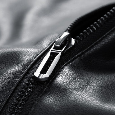 Leather Jacket Men Coats Windproof Oversized 6XL 7XL 8XL Plus Size Autumn Motorcycle Travel Fleece Black Zipper Winter Overcoat