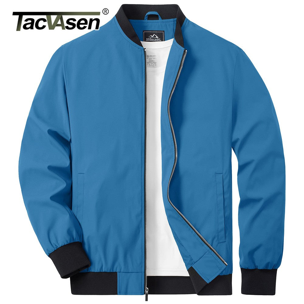 TACVASEN Lightweight Spring Windbreaker Mens Bomber Jackets Outdoor Basketball Jakcets Sportswear Coats With Pocket Casual Tops