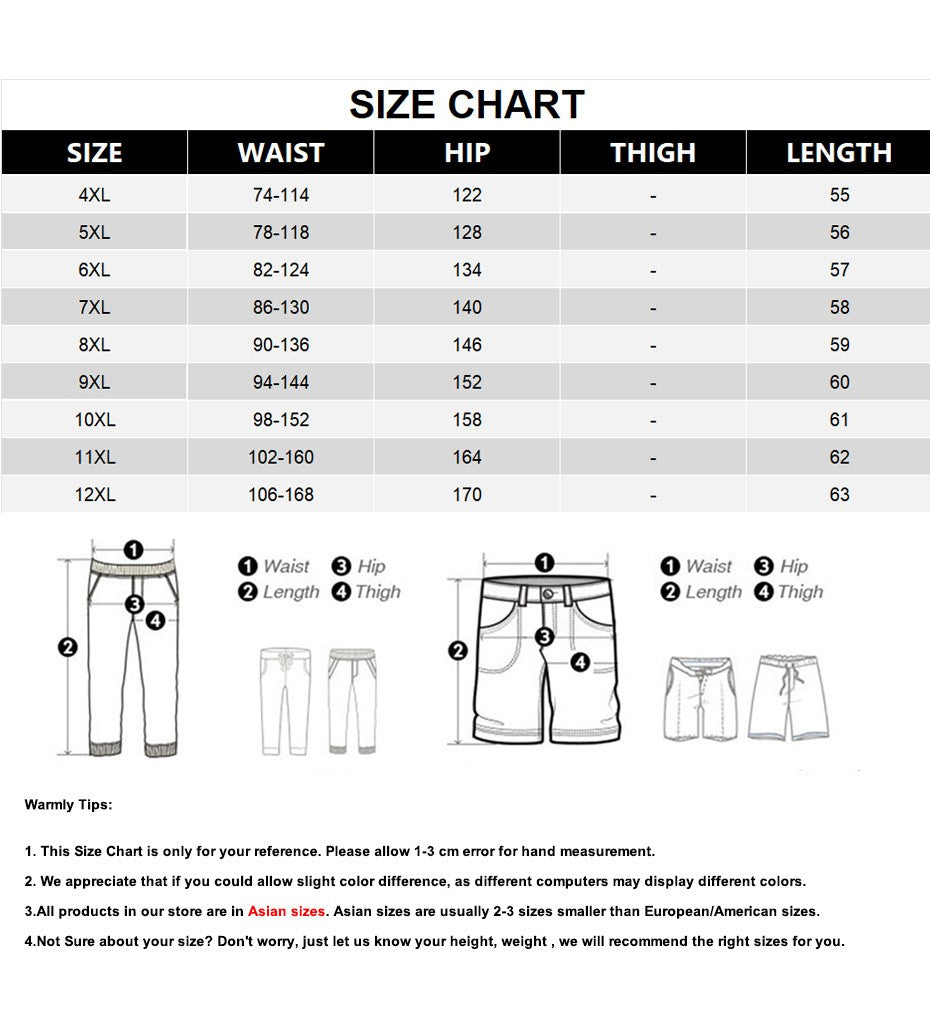 Summer Cargo Shorts Men 12XL Plus Size Shorts Fashion Casual Short Pants Male Summer Elastic Waist Shorts Big Size 12XL