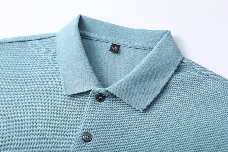 Durable 100% Cotton Men Polo Shirt,Autumn Leisure Long Sleeve, Breathable Lapels T-shirt, 16 Colors, Perfect for Golf and Sports