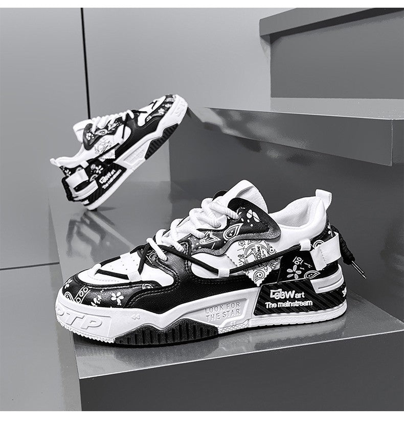 Men's thick soled casual shoes four season soft soled outdoor walking shoes student flat shoes youth fashion sports board shoes