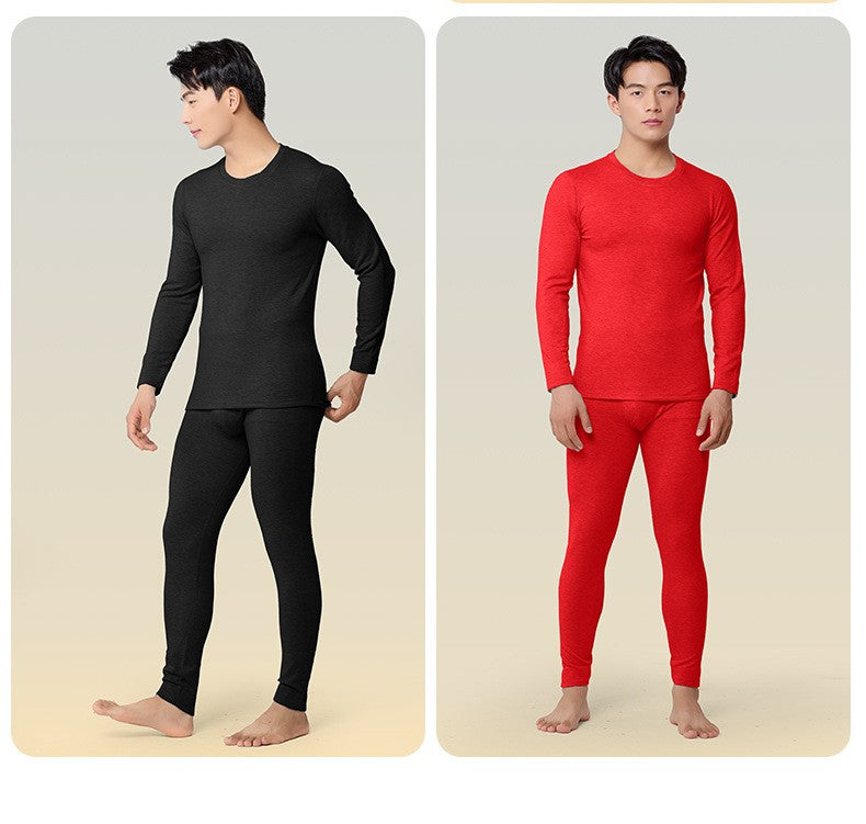 6760 Autumn Winter Keep Warm Slim Underwear Tops Pants For Men Good Quality Mulberry Silk Fleece Thicken Simple Male Sets Gift