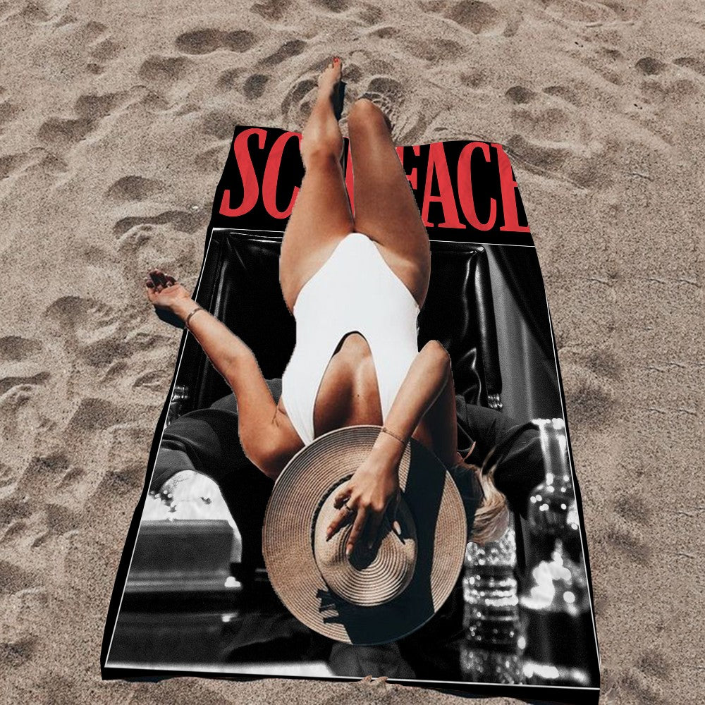 Classic Movie Scarface Bath Towel Microfiber Soft Water Absorbing Breathable For Girl Kids Decorative Cartoon Beach Towel