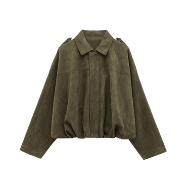 MUJER 2025 Suede Bomber Jackets for Women Outerwears Oversized Jacket Woman Streetwear Zip Women's Coats Padded Varsity Jackets