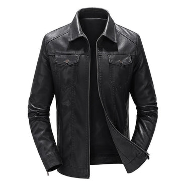 Mens Vintage Faux Leather Outwear Leather Jacket Motorcycle Black Biker Jackets Casual Lightweight Men PU Zipper Moto Outwear