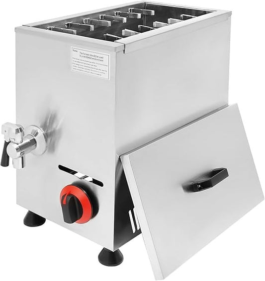 21L/22.19QT Commercial Gas-Powered Hot Corn Dog Fryer with 12 Hot Dog Racks, Adjustable Flame Stainless Steel