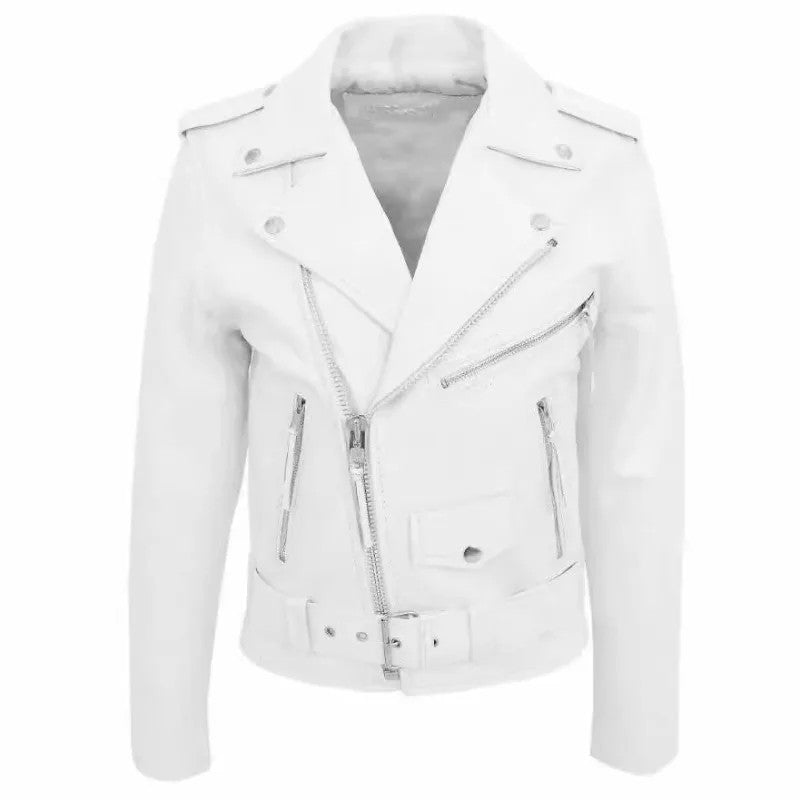 White Leather Jacket Men Fashion Solid Long Sleeve Turn-down Collar Mens Coat