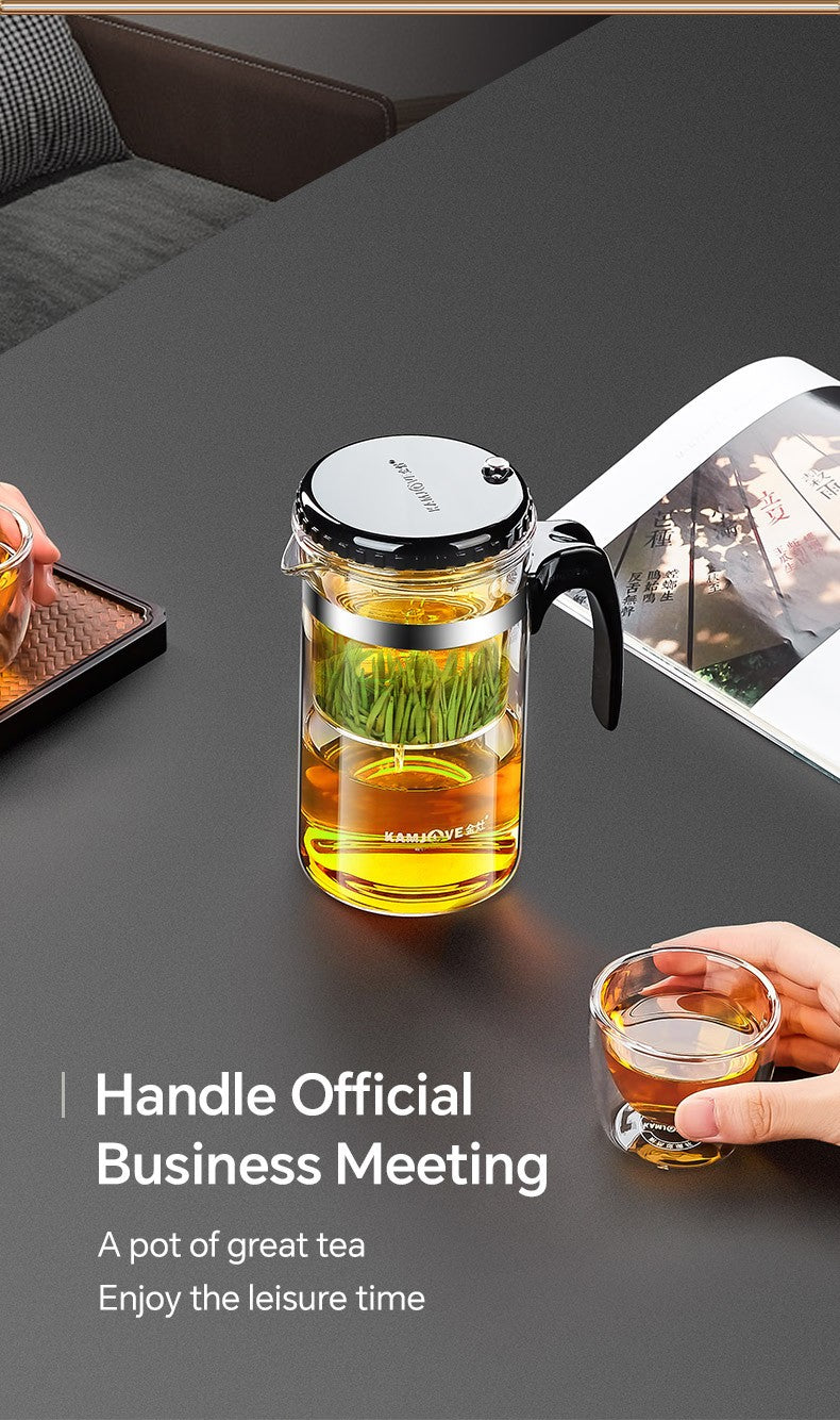 KAMJOVE Tea Pot for Infusions One-touch Tea Filtering Heat-resistant Glass Tea Cup 200/300/500/1000/1200ML Tea Brewing Kettle