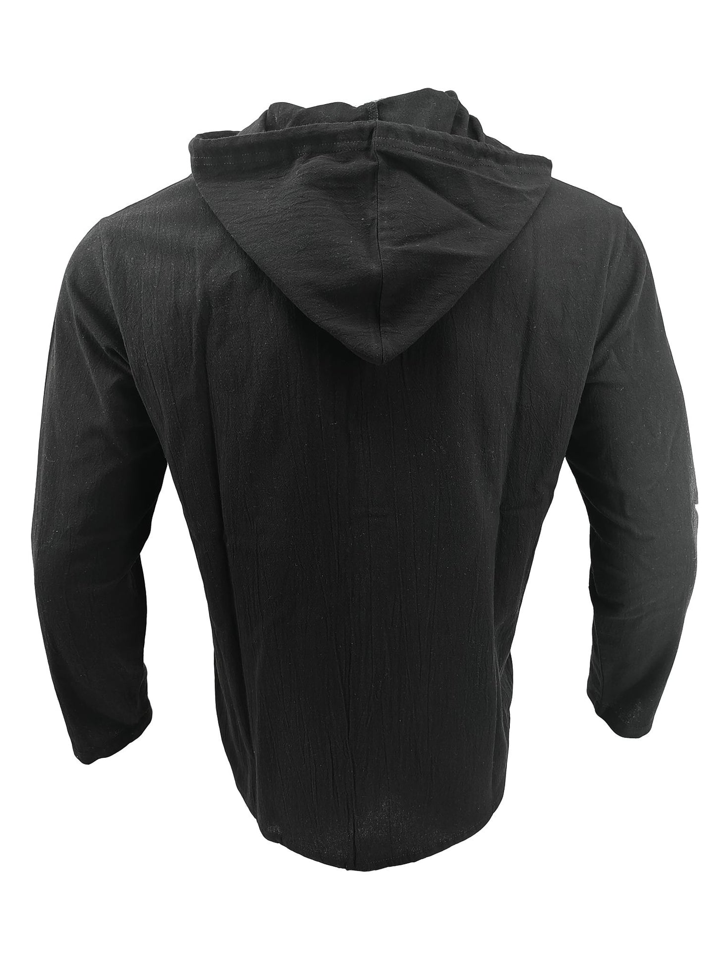 Summer Men's Cotton Linen Shirt Solid Streetwear Long Sleeve Hoodie Clothing For Men Button Tops Casual Loose Men Hooded Shirt