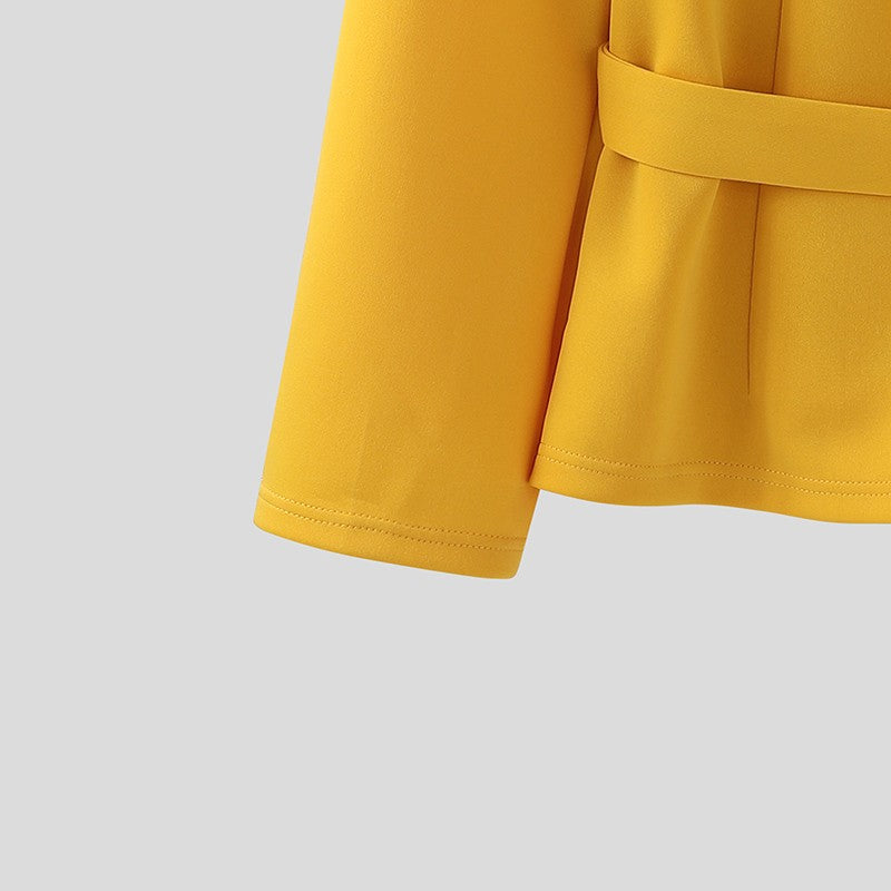 INCERUN Men Blazer Solid Stand Collar Long Sleeve Hollow Out Male Suit Streetwear Personality Fashion Casual Blazer With Belt