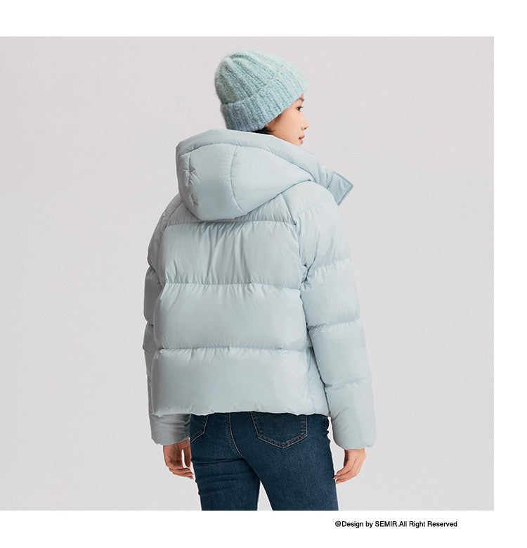 Semir Down Jacket Women Solid Color Loose Versatile 2024 Winter New Three-Proof Hooded Puffer Coat Down Jacket