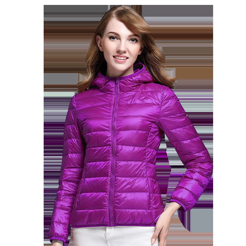 White Duck Down Winter Hoody Jackets Ultra-light Women Down Coats Puffer Long Sleeve Warm Slim Portable Thin Female Outwears 7XL