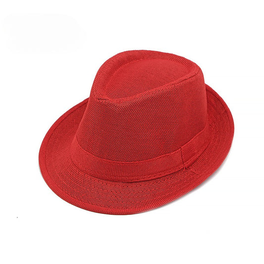 Middle-aged Spring and Summer Outdoor Sun Protection Hat Beach Top Hat Female Casual Retro Jazz Linen Hat Fedoras for Man Party