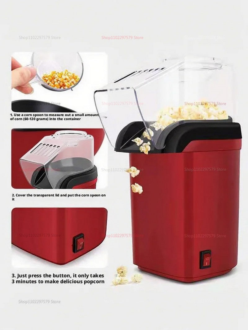 Mini Popcorn Maker: Electric Hot Air Corn Popper with fast heating, a Compact Snack Machine for Movie Night Parties Home Kitchen