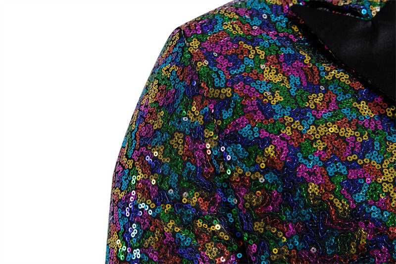 Fashion Men Luxurious Sequin Suit Jacket Green / Silver Men's Bar KTV Stage Dress Male Blazer Coat