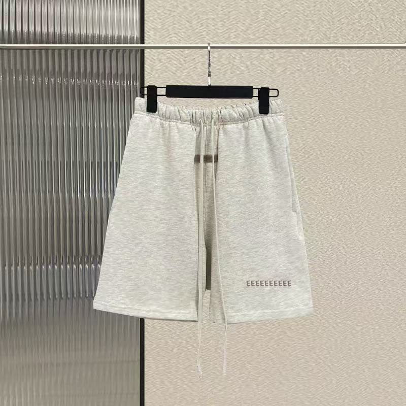 Trendy Brand Men's Cotton Shorts with Luxurious Design Double Row Flocking Letter Logo Shorts Couple's High Street Loose Shorts