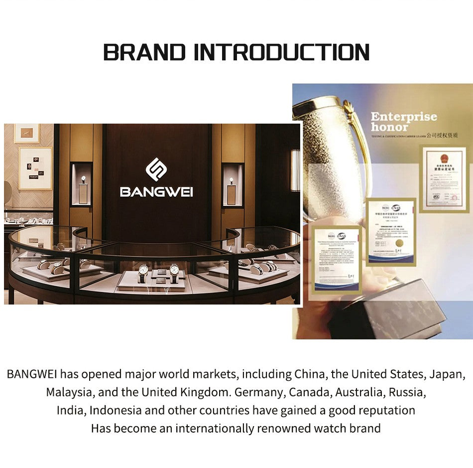 BANGWEI Woman Watch Luxury Elagant Classic Fashion ClockBusiness Casual Date Stainless Waterproof Luminous Quartz Ladies Watches