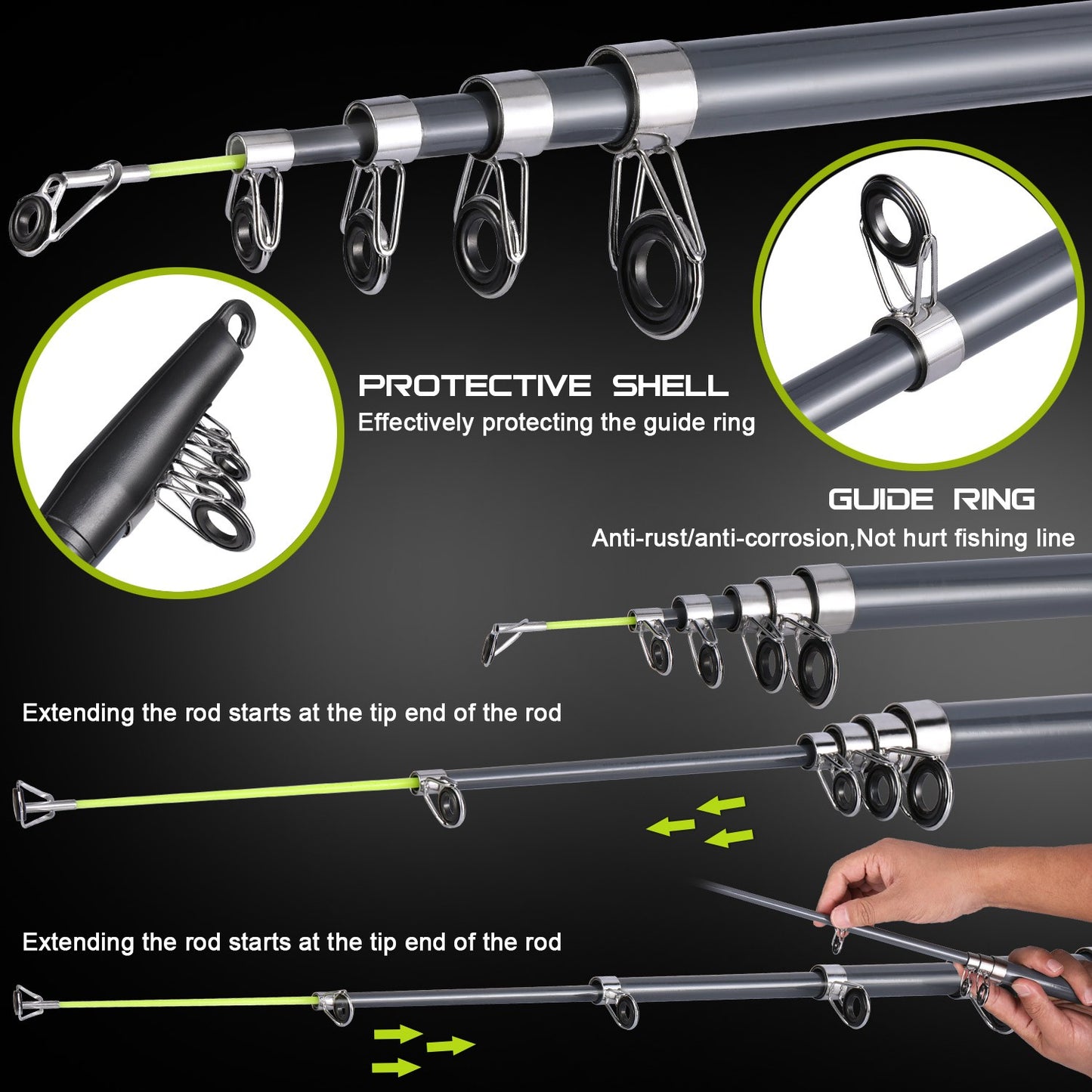 Vara de Pesca Sougayilang Carbon 2.1-3.0m Vara de Pesca Telescópica Vara de Arremesso Portátil para Pesca de Lazer Pesca em Água Salgada