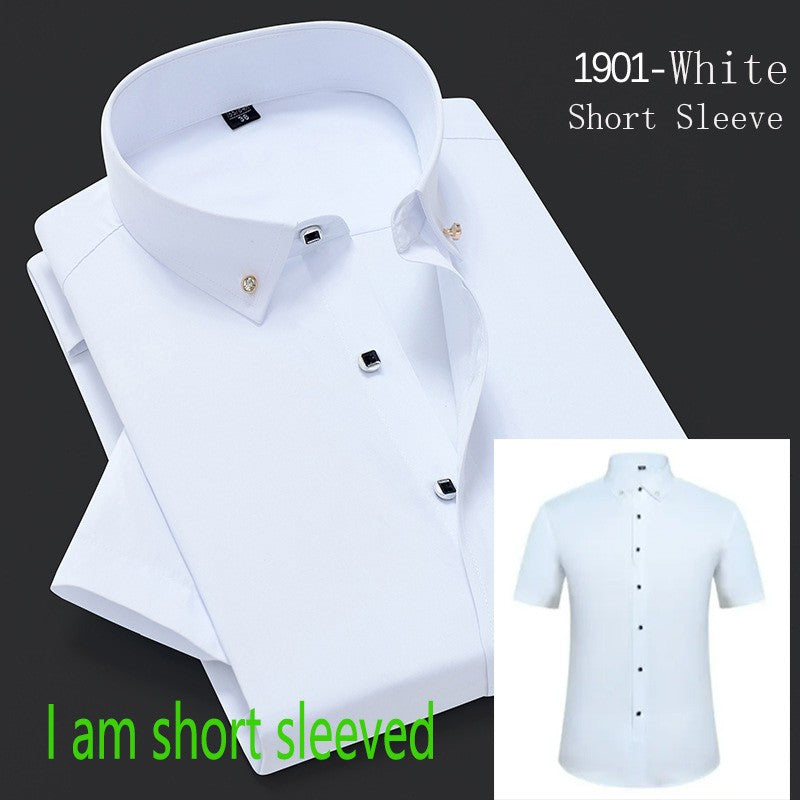 New Men's White Shirt Korean High End Version Free Shipping Popular Clothes Short Sleeve Long Sleeve Casual Suit Bottom Shirts