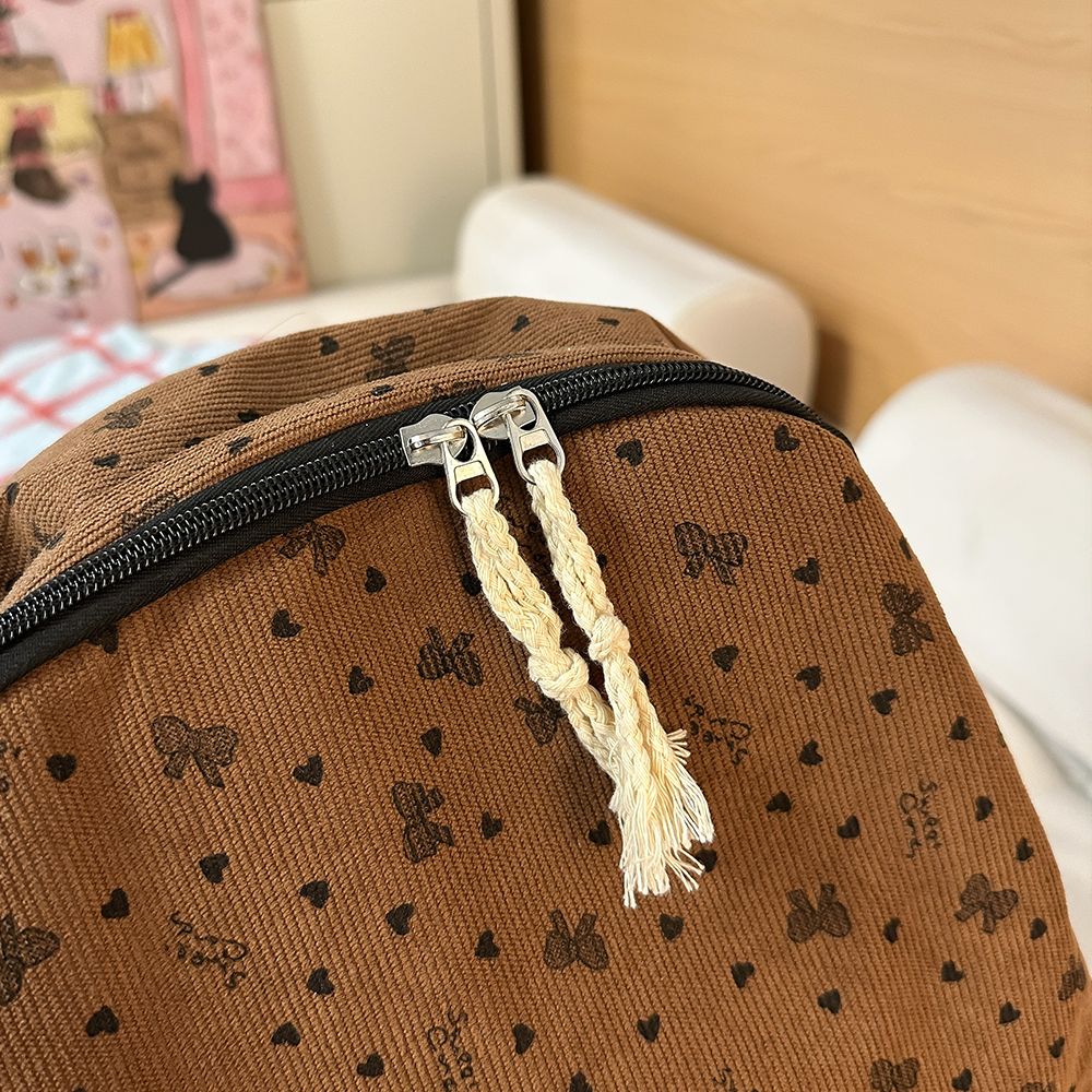 Mochila de Veludo Cotelê Outono Inverno Nova Mochila de Grande Capacidade para Aulas, Deslocamento, Mochila Versátil, Mochila de Viagem ao Ar Livre