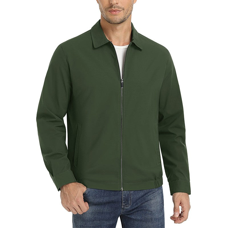 MAGCOMSEN Men's Zip-Front Golf Jacket Spring Summer Casual Jacket Solid Color Turn-down Collar Outerwear Hiking Fishing Travel