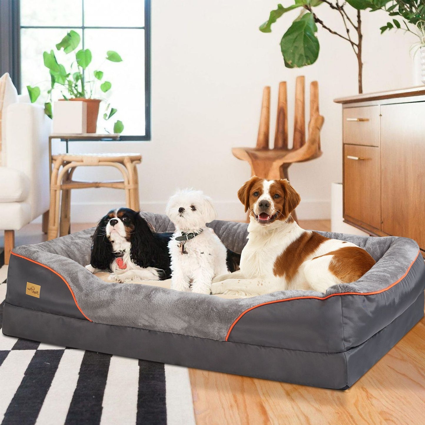 Cama Para Cachorro Grande Macia Confortável Antialérgica Quente de Lã Capa Removível Lavável Cama Para Animais de Estimação Impermeável