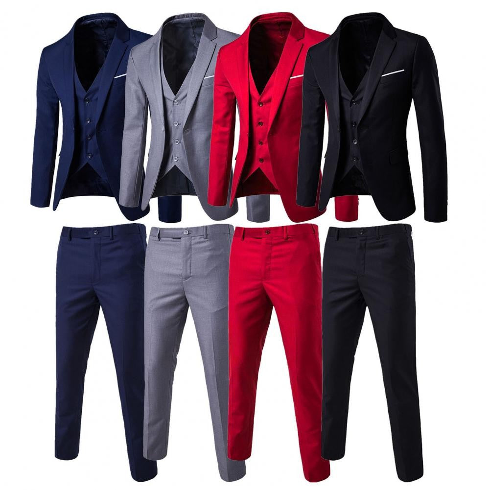 Korean Style Men Vest Pants Set Casual Business Buttons Cuff Vest Trousers Men Suit Wedding Groom Formal Suit