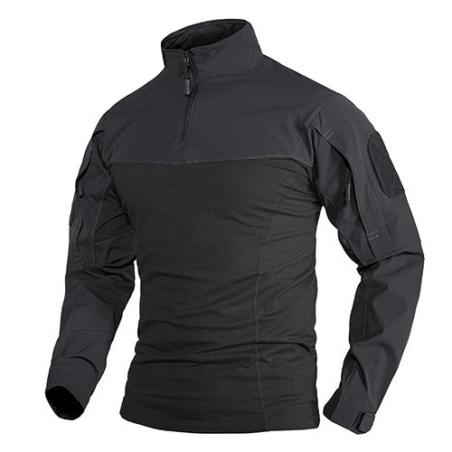 TACVASEN 1/4 Zipper Ripstops T-shirts With Zipper Pockets Mens Long Sleeve T-shirts Outdoor Hiking Tees Tops Pullover Workout