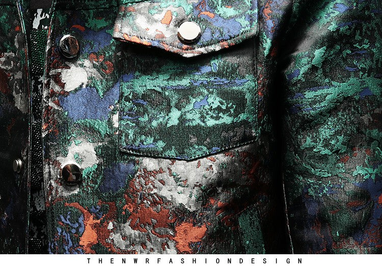 2025 Spring Vintage Jacquard Jacket Men Luxury Casual Business Social Jacket Social Streetwear Bomber Jacket Men Clothing M-4XL
