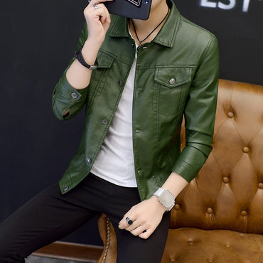 High Quality Men's PU Leather Jacket Male Slin Casual Jacket Korean Trend Slim Fit Handsome Youth Leather Coat Business Jackets