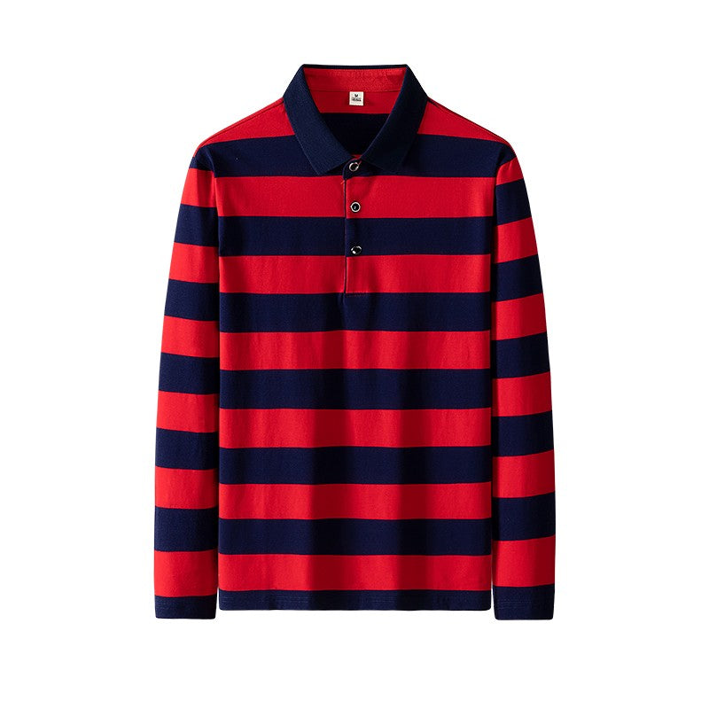 Men Polo Shirt Cotton Embroidery Long Sleeve Spring Stripe Polo Shirt Men Autumn Casual Fashion Polo Shirt Business T-shirts Men