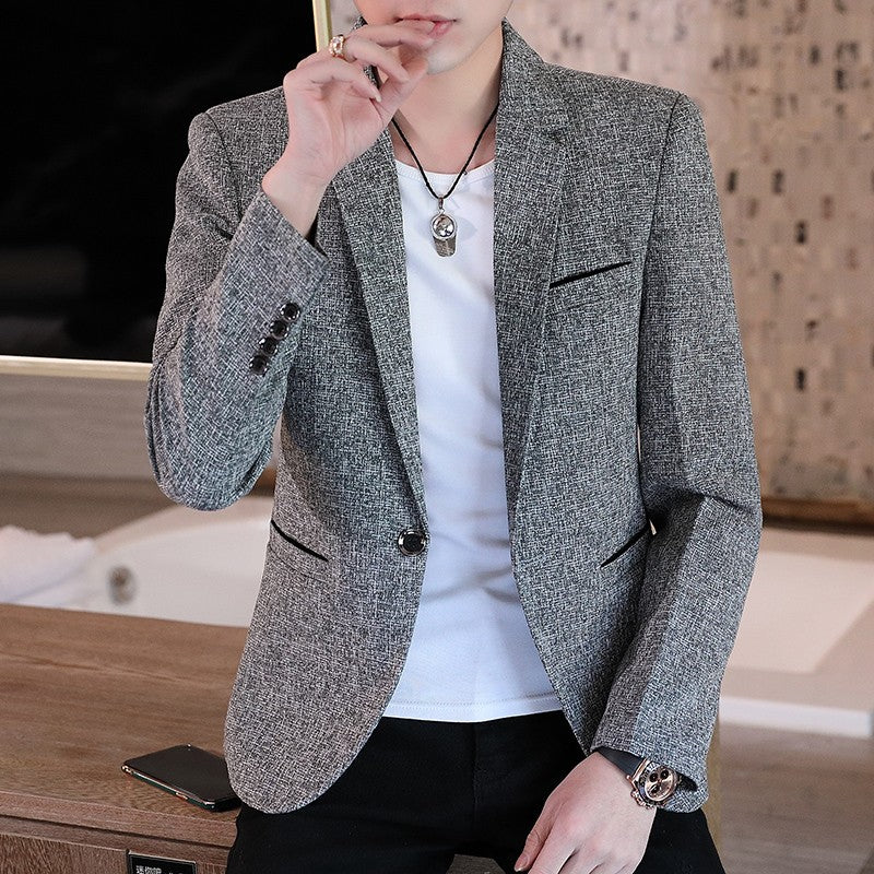 Men's Slim Fit Business Casual Shirt 2025 Korean Fashion Handsome All Seasons Polyester Boutique Style