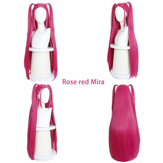 Anime Kpop: Demon Hunters Mila Cosplay Synthetic Hair 38-Inch Rose Red Straight Hair Halloween Daily Party Realistic Scalp Wig