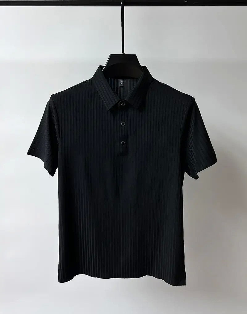 Men's Ice Silk Polo Shirt, Lapel, Hollow, Short-Sleeved, Breathable, Business Fashion T-Shirt, Men's Brand Clothing, Summer, New