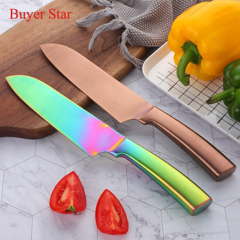 Colorful Durable Kitchen tools Boning Knife Cleaver Stainless Steel cutter- 6.3Inch Blade -Metal Long Handle For BBQ Restaurant