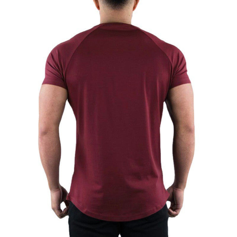Plain Gym T-shirt Men Summer Fitness Clothing O-Neck Short Sleeve T shirt Cotton Slim Fit Tshirt Bodybuilding Workout Tees Tops