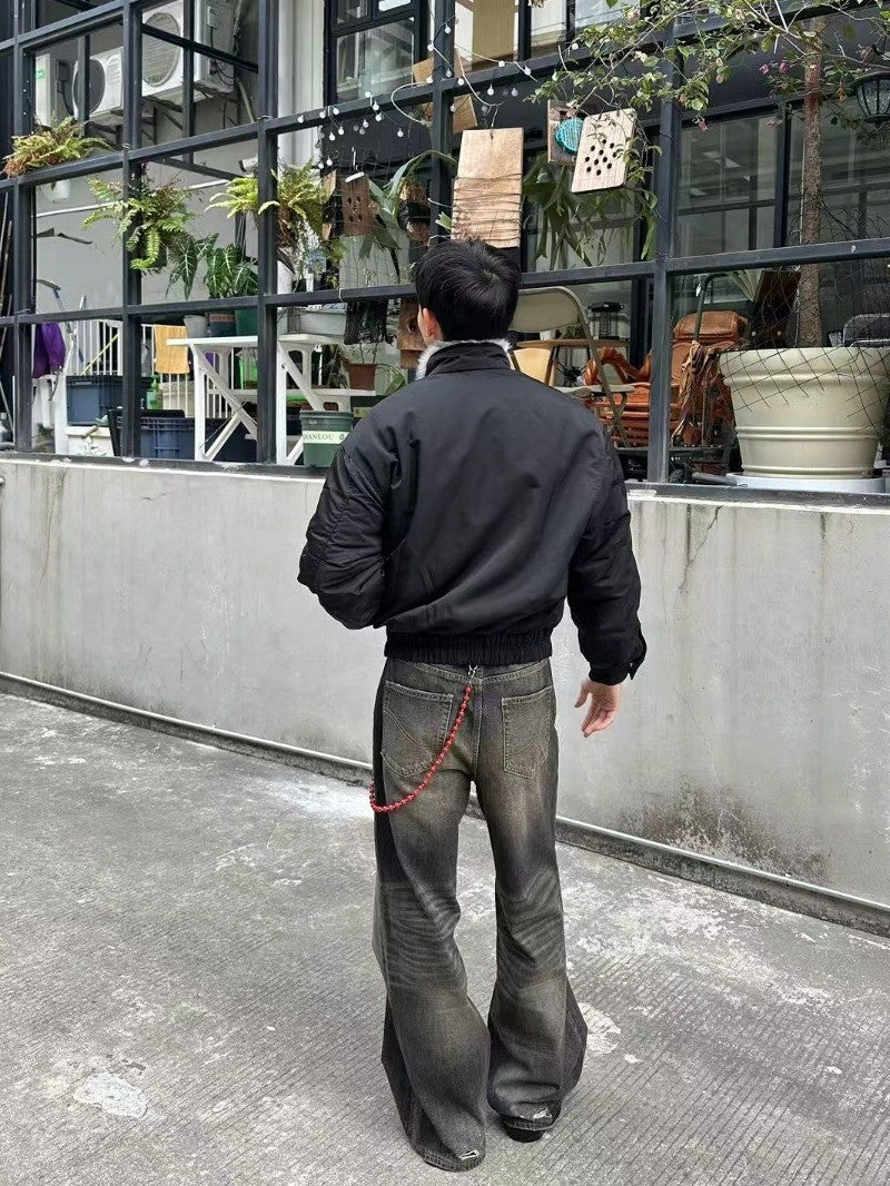 2025 Winter New Fashion Mountain Carving Imitation Wolf Fur Coat Men and Women Y2K Harajuku Hip-hop Pop Bomber Jacket Cleanfit