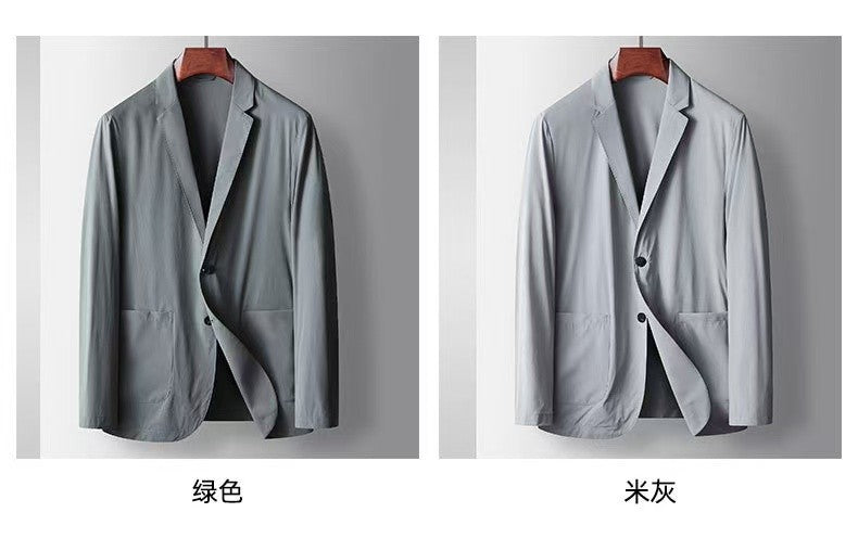 2025 Spring and Summer New Men's Casual Suit Light and Thin Elastic Middle aged Anti Wrinkle and Non Ironing Suit Coat Sunscreen