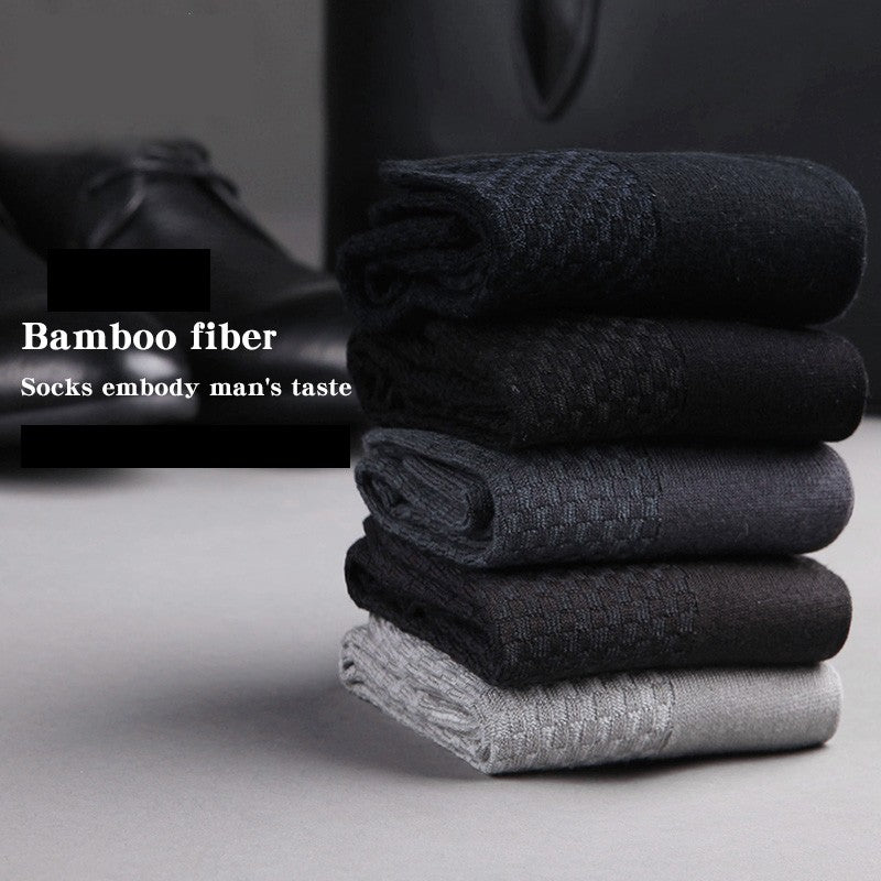 10 Pair Men's Bamboo Fiber Socks Harajuku Retro Breathable Business Man Socks Black Long Sock Deodorant Gift Set Size 39-46